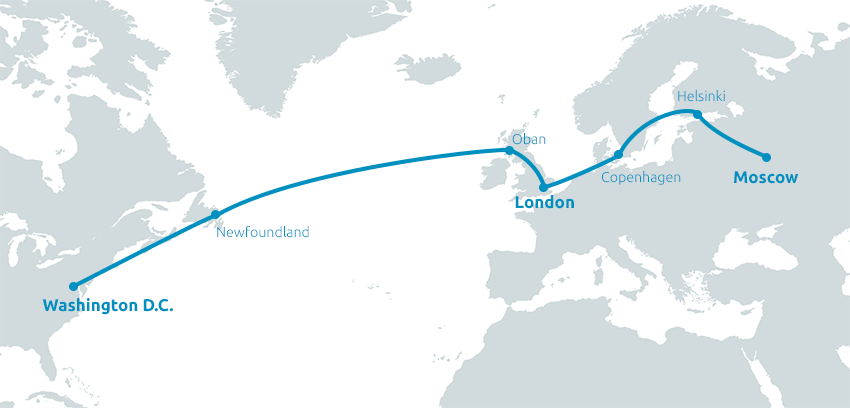 Map of the TAT-1 transatlantic cable